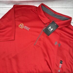 Under Armour Polo Shirt Mens 2XL Red Loose Performance Embroidered Logo NEW 1893